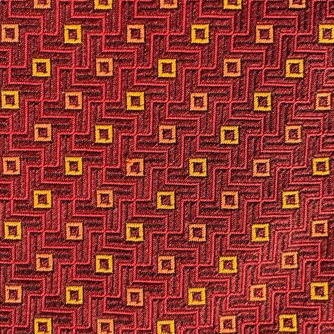 LUCIANO BARBERA Burgundy Red Orange Geometric Jacquard Silk Tie