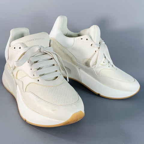 ALEXANDER MCQUEEN Size 8 White Ivory Rubber Sole Lace-Up Chunky Sneakers