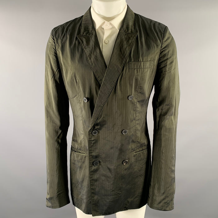 HAIDER ACKERMANN Taille 38 Veste en mélange de viscose à rayures vert olive