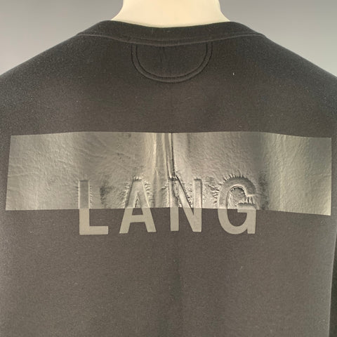 HELMUT LANG Size XL Black Logo Modal Crew Neck Short Sleeve Sweatshirt