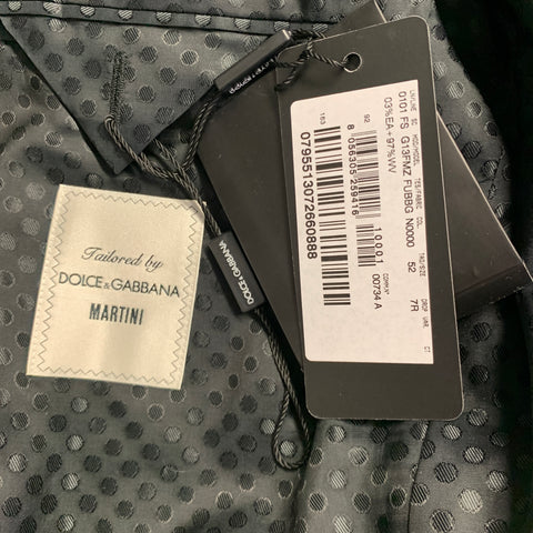 DOLCE & GABBANA Martini Size 42 Black Virgin Wool Double Breasted Crystal Accents 3 Piece Suit
