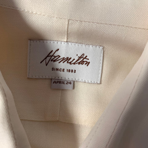 HAMILTON Size S Cream Solid Spread Collar Long Sleeve Shirt