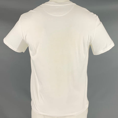 VALENTINO Size L White Flamingo Print Cotton Crew Neck T-shirt