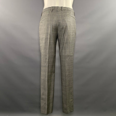 PAUL SMITH Chest Size 38 Grey Navy Window Pane Wool Notch Lapel 32 29 Suit
