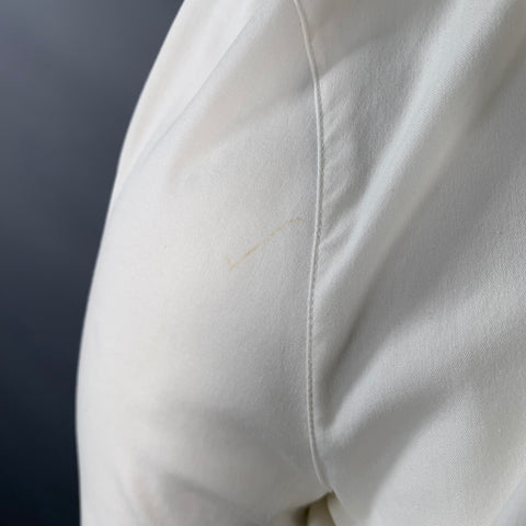 PRADA Size L Cream Cotton Blend Ruffled Hidden Buttons Shirt