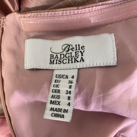 BADGLEY MISCHKA Size 4 Pink Mauve Polyester Spandex Brush Strokes Halter Dress