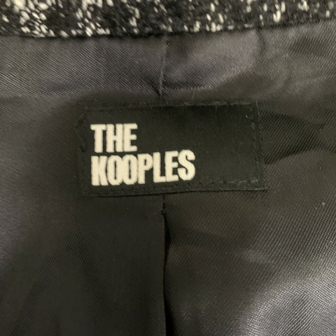 THE KOOPLES Size 6 Black White Wool Blend Notch Lapel Jacket