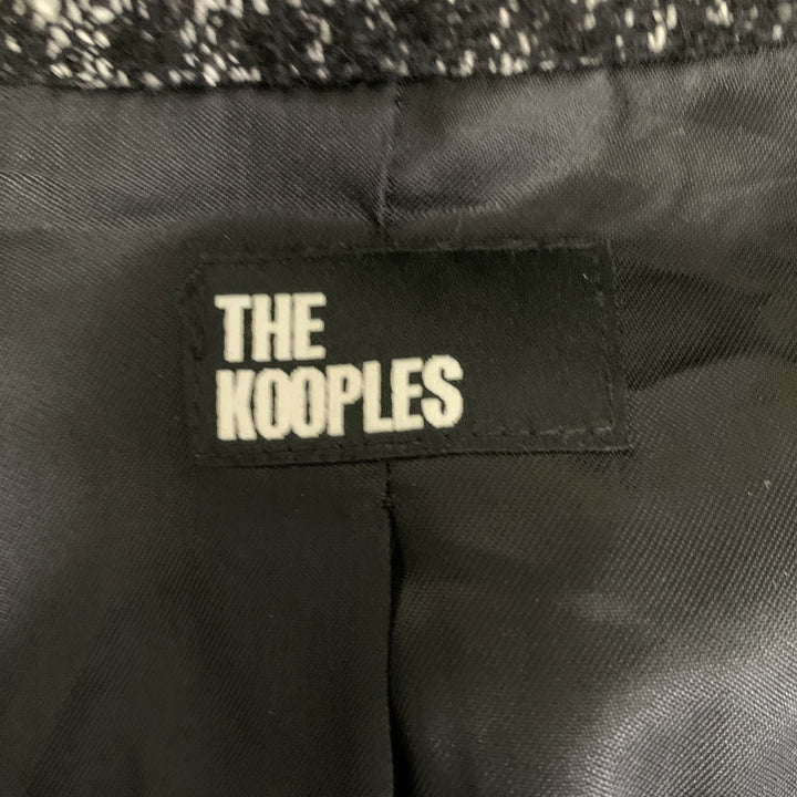 THE KOOPLES Size 6 Black White Wool Blend Notch Lapel Jacket