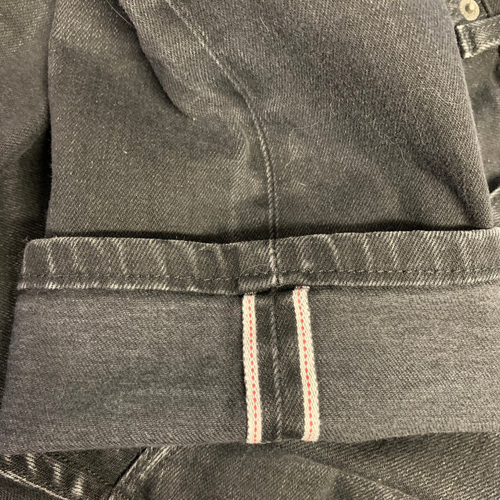 THE KOOPLES Size 31 Black Grey Distressed Cotton Blend Selvedge Jeans