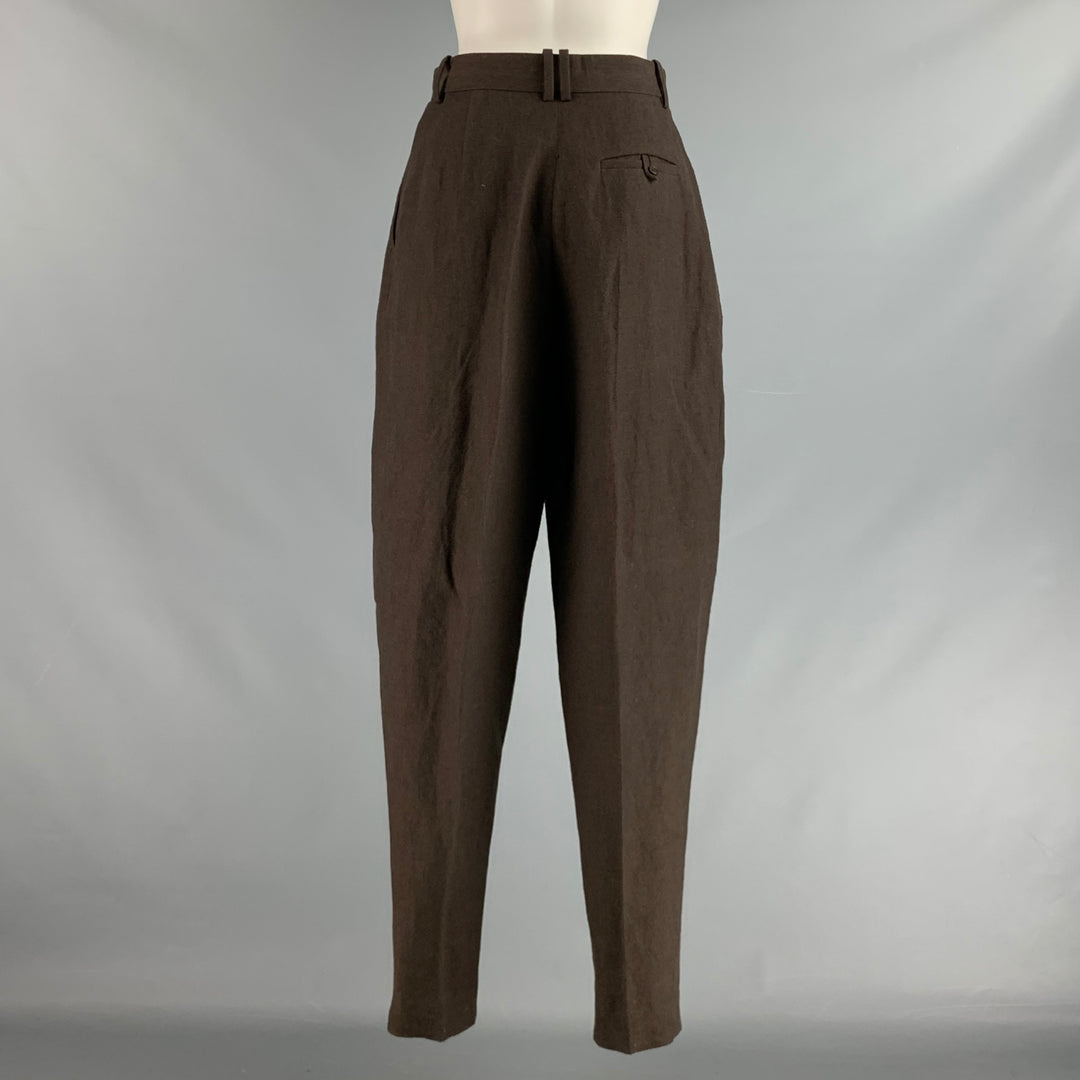 THE ROW Size 2 Brown Wool Blend Pleated High Waisted Dress Pants Sui Generis Designer Consignment THE ROW Size 2 Brown Wool Blend Pleated High Waisted Dress Pants Sui Generis Designer Consignment
