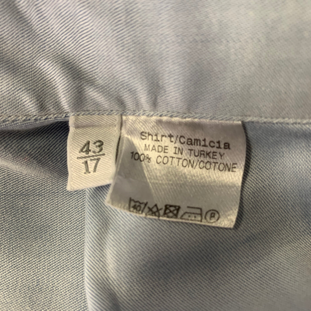 ERMENEGILDO ZEGNA Size L Light Blue Heather Cotton Long Sleeve Shirt