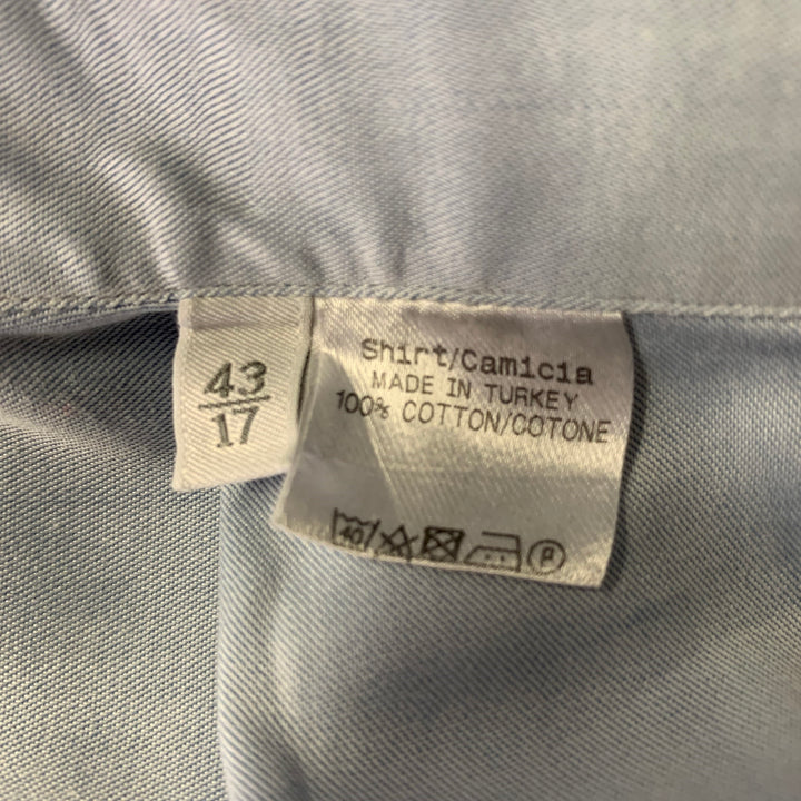 ERMENEGILDO ZEGNA Size L Light Blue Heather Cotton Long Sleeve Shirt