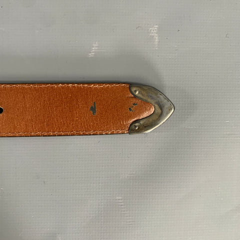 POLO by RALPH LAUREN Size 34 Brown Textured Lizard Leather Sterling Silver Belt