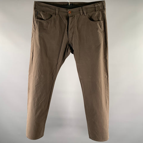 PAUL SMITH JEANS Size 38 Brown Blue Stripe Cotton Blend Casual Pants