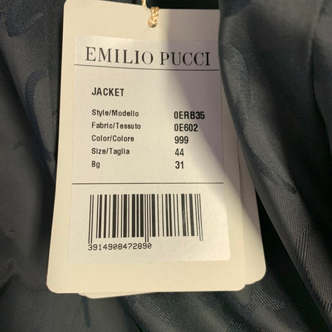 EMILIO PUCCI Size 12 Black Wool Mohair Sequined Jacket Blazer
