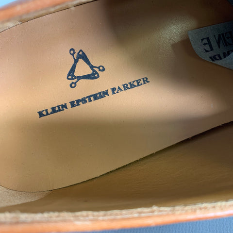 KLEIN EPSTEIN & PARKER Size 9 Brown Tan Distressed Patent Leather Loafers