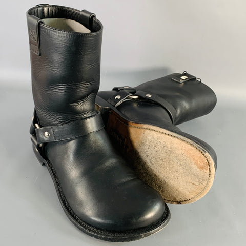 Bottes de motard LOEWE T. 43 en cuir noir à enfiler, bout rond, avec bride