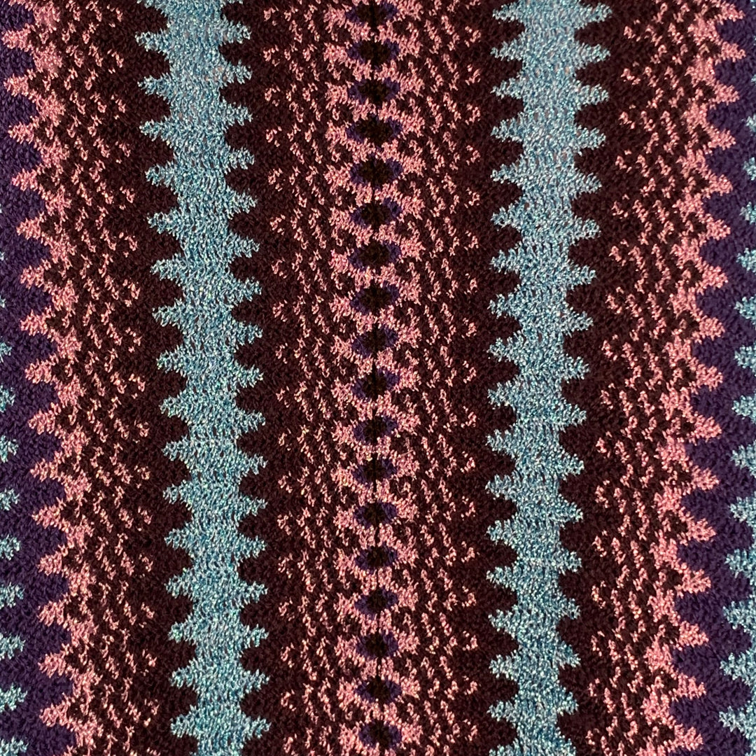 MISSONI Size S Blue Multi Color Wool Blend Geometric Fringed Poncho Cape