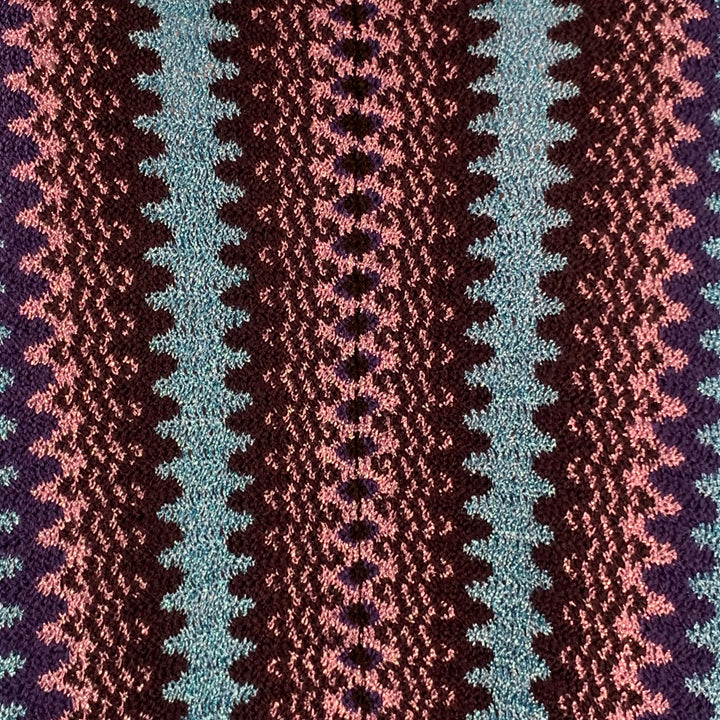 MISSONI Size S Blue Multi Color Wool Blend Geometric Fringed Poncho Cape