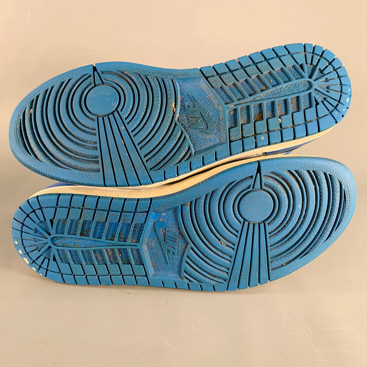 NIKE Size 10 Blue White Black Color Block High Top Sneakers