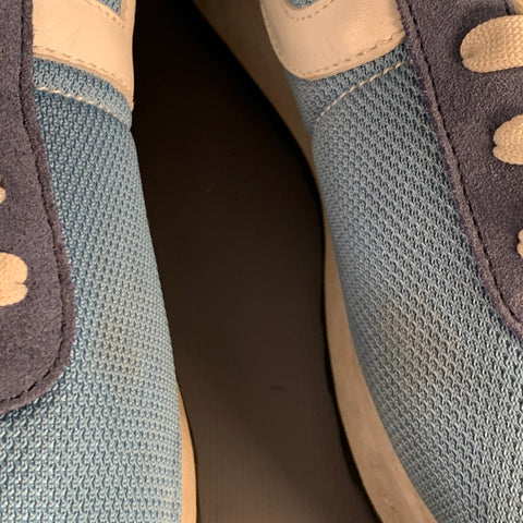 PAUL SMITH Size 11 Blue White Color Block Suede Mesh Lace-Up Sneakers