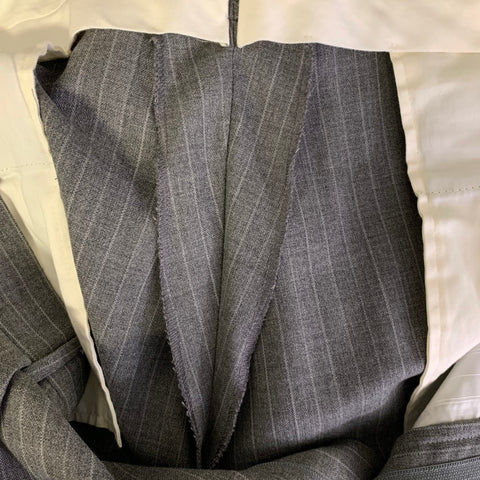 POLO Chest Size 44 Grey Pinstripe Wool Notch Lapel 36 30 Suit