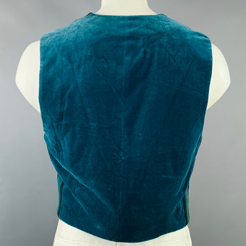 HAIDER ACKERMANN Taille 40 Gilet court en velours et coton noir sarcelle