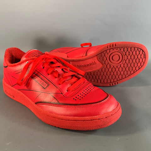 MAISON MARGIELA Size 9.5 Red Black Comic Leather Cup sole Sneakers