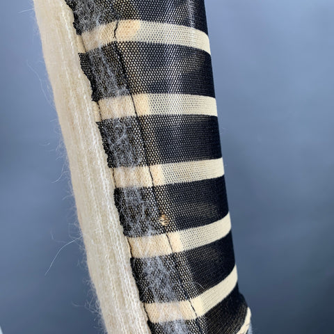 JEAN PAUL GAULTIER Size S Black Cream Stripe Polyamide Alpaca Mesh Pullover
