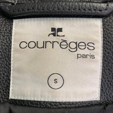 COURREGES Size S Black White Leather Bomber Jacket