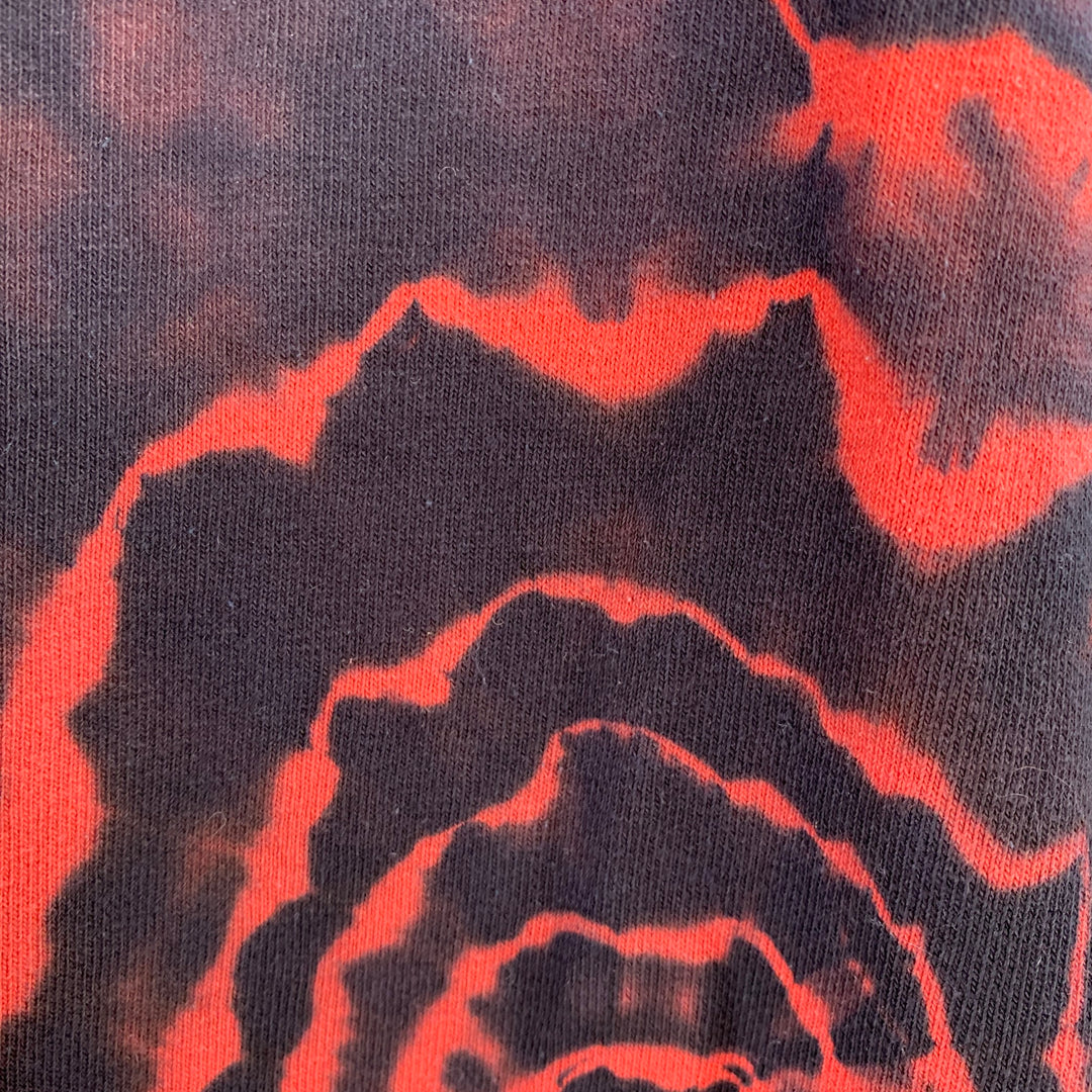 KAPITAL Size S Black Orange Tie Dye Cotton Oversized V-Neck Sweatshirt