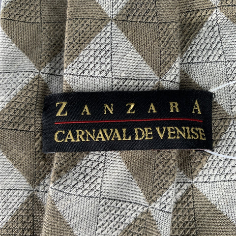 ZANZARA Grey Olive Checkered Silk Tie