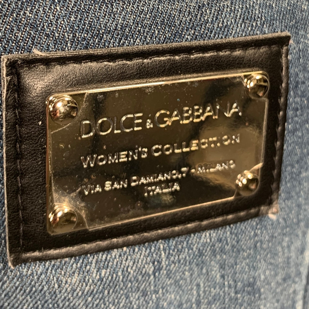 DOLCE & GABBANA Size 6 Blue Cotton Blend Bell Bottom Jeans