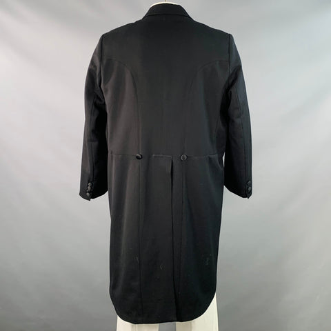 FAVOURBROOK Size 46 Black Wool Peak Lapel Morning Coat