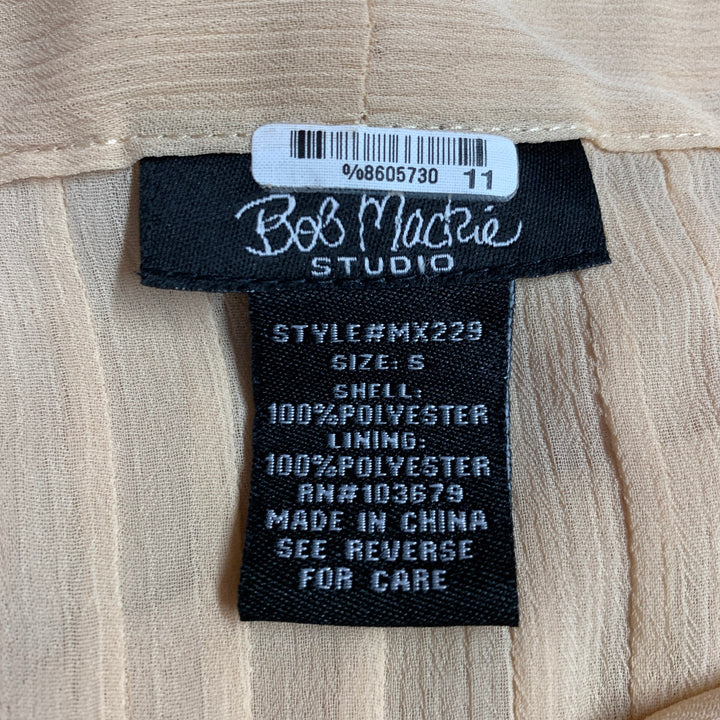 BOB MACKIE Size S Beige Polyester Pleated Sleeveless Blouse