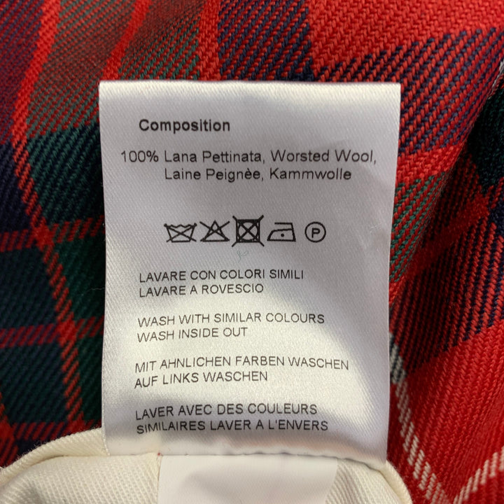 HAIKURE Size 28 Louisiana Red Multi Color Plaid Polyester Blend Pleated Zip Fly Dress Pants