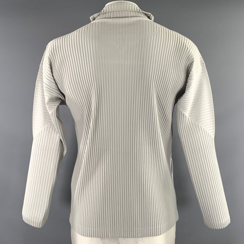 ISSEY MIYAKE Size L Grey Pleated Polyester Pleated Jacket