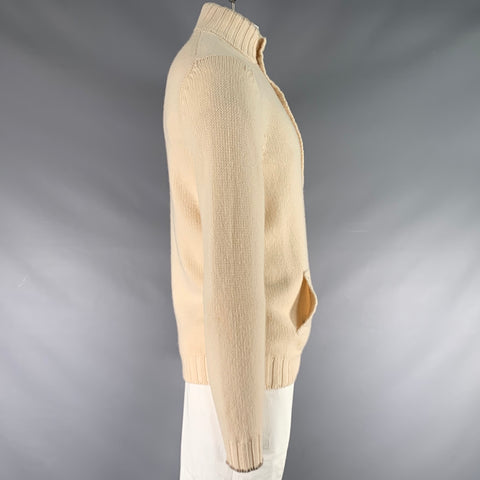 BRUNELLO CUCINELLI Size L Beige Knitted Cashmere High Collar Pullover
