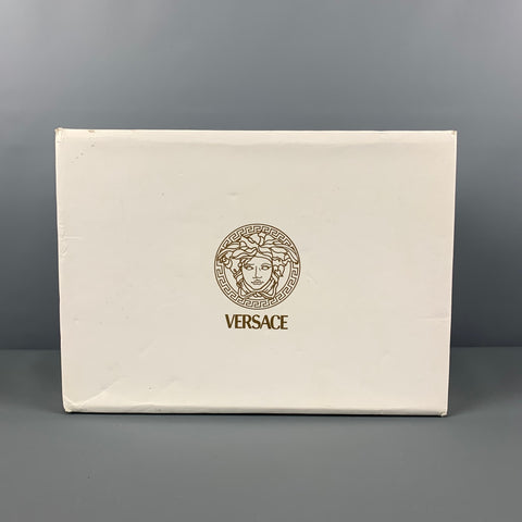 VERSACE Size 9 White Perforated Leather Lace Lace Up Shoes