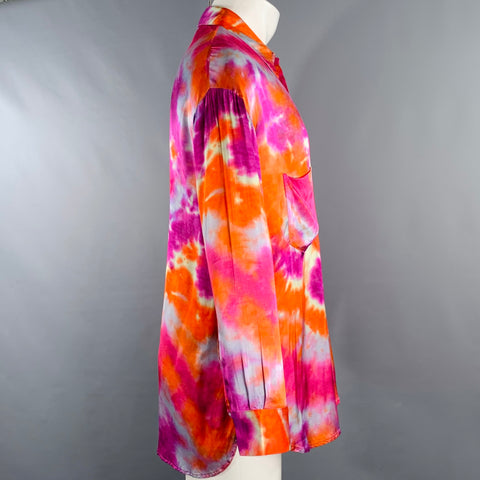 GARCONS INFIDELES Size XS Purple Orange Tie Dye Viscose Long Sleeve Shirt