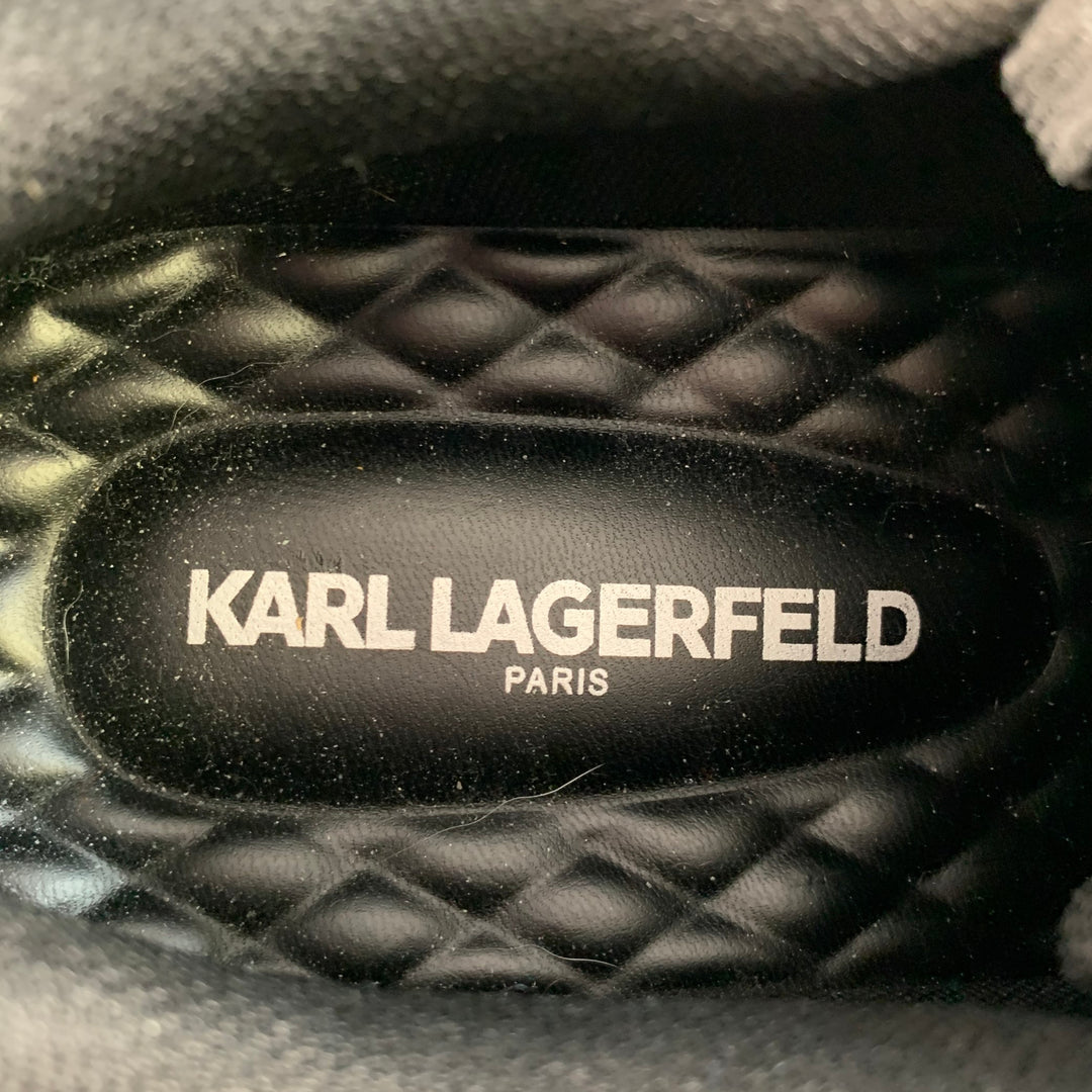 KARL LAGERFELD Size 12 Black Patent Leather Rubber Sole Low Top Sneakers