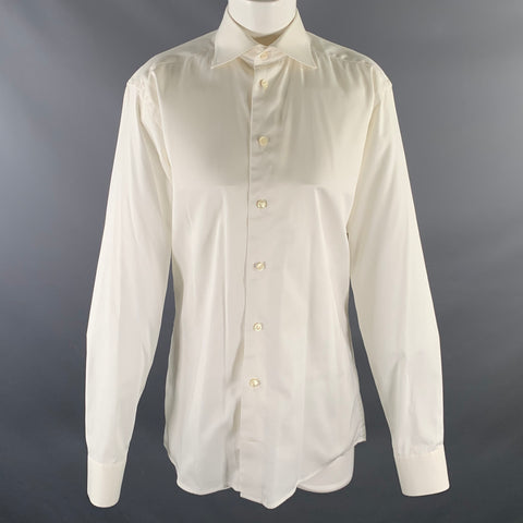 Chemise à manches longues boutonnée en coton uni blanc, taille S, ETON