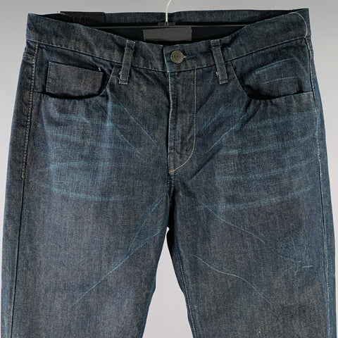 J BRAND Taille 32 Jean droit cinq poches en sergé de coton indigo Clean Kane
