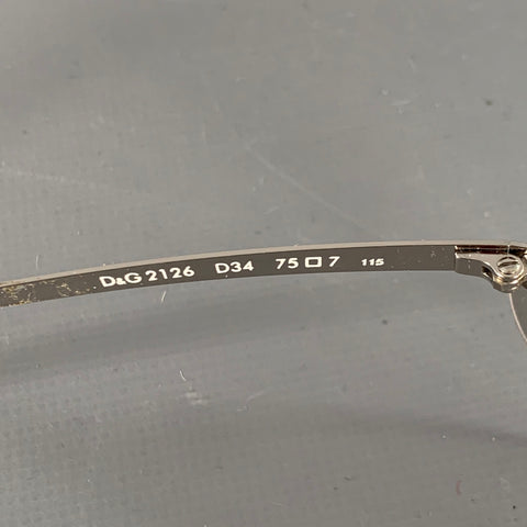 D&G by DOLCE & GABBANA Silver Metal Semi Rimless Wrap Around Sunglasses