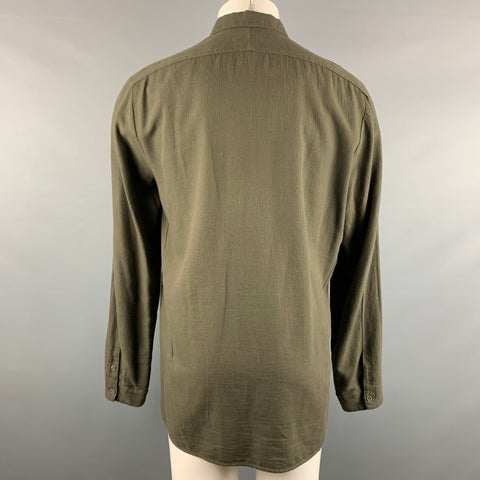 TRANSIT Camisa de manga larga en mezcla de algodón verde Talla M