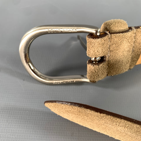 BERGDORF GOODMAN Size 38 Khaki Solid Suede Belt