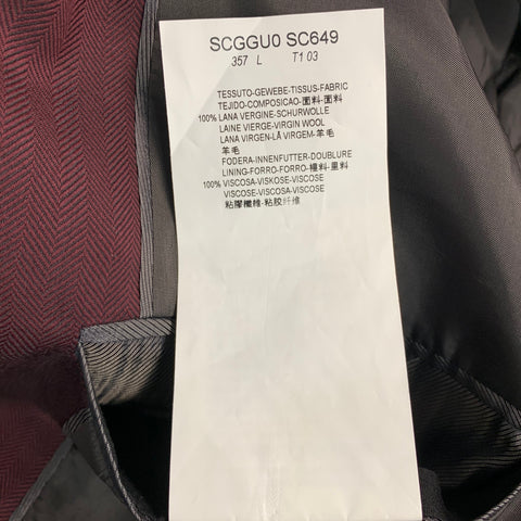 ARMANI COLLEZIONI Size 42 Burgundy Herringbone Wool Sport Coat