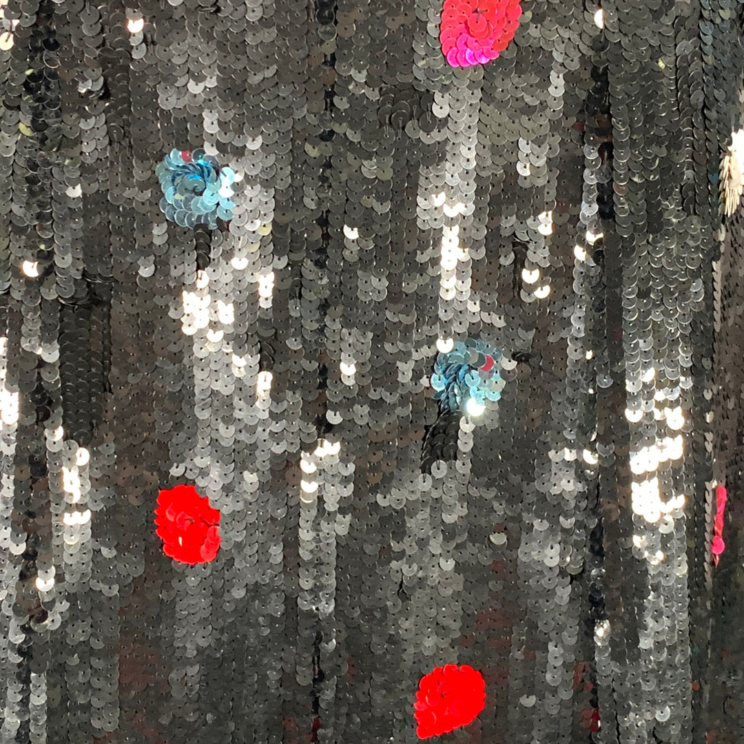 EMPORIO ARMANI Size 4 Black Multi Color Polyester Sequined Polka Dot Dress