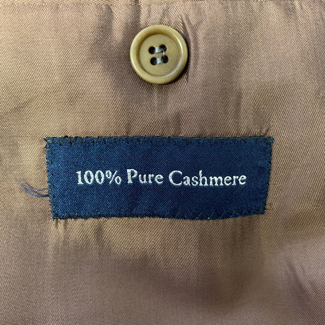 PETER PANOS Chest Size 44 Brown Blue Plaid Cashmere Notch Lapel Sport Coat