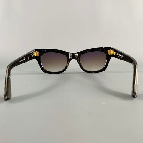 JACQUES MARIE MAGE -All These Nights- Black Cream Marbled Acetate Sunglasses